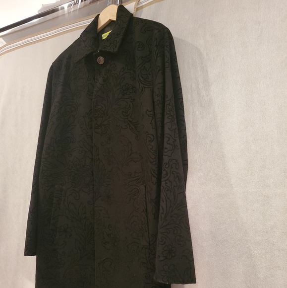 VERSACE Embossed Flower Pattern Lana Wool Coat - Picture 4 of 8